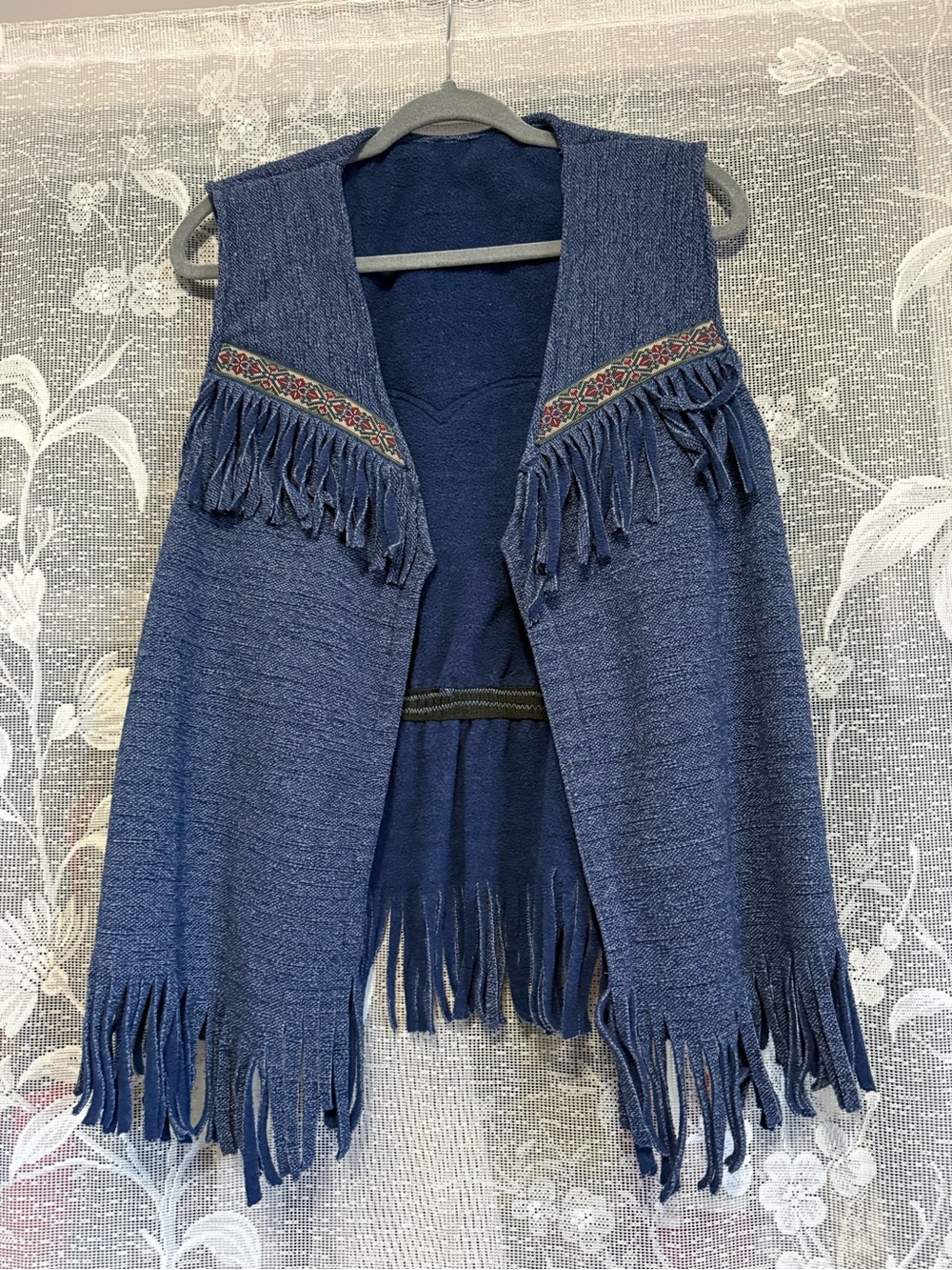 Handmade vintage fleece Western Fringe Vest